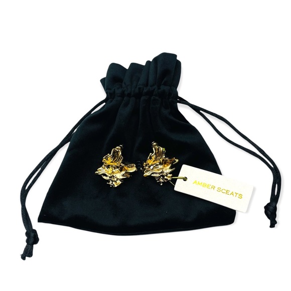 NEW Amber Sceats Earrings Crushed Metal 24K Gold Plated - Picture 5 of 6